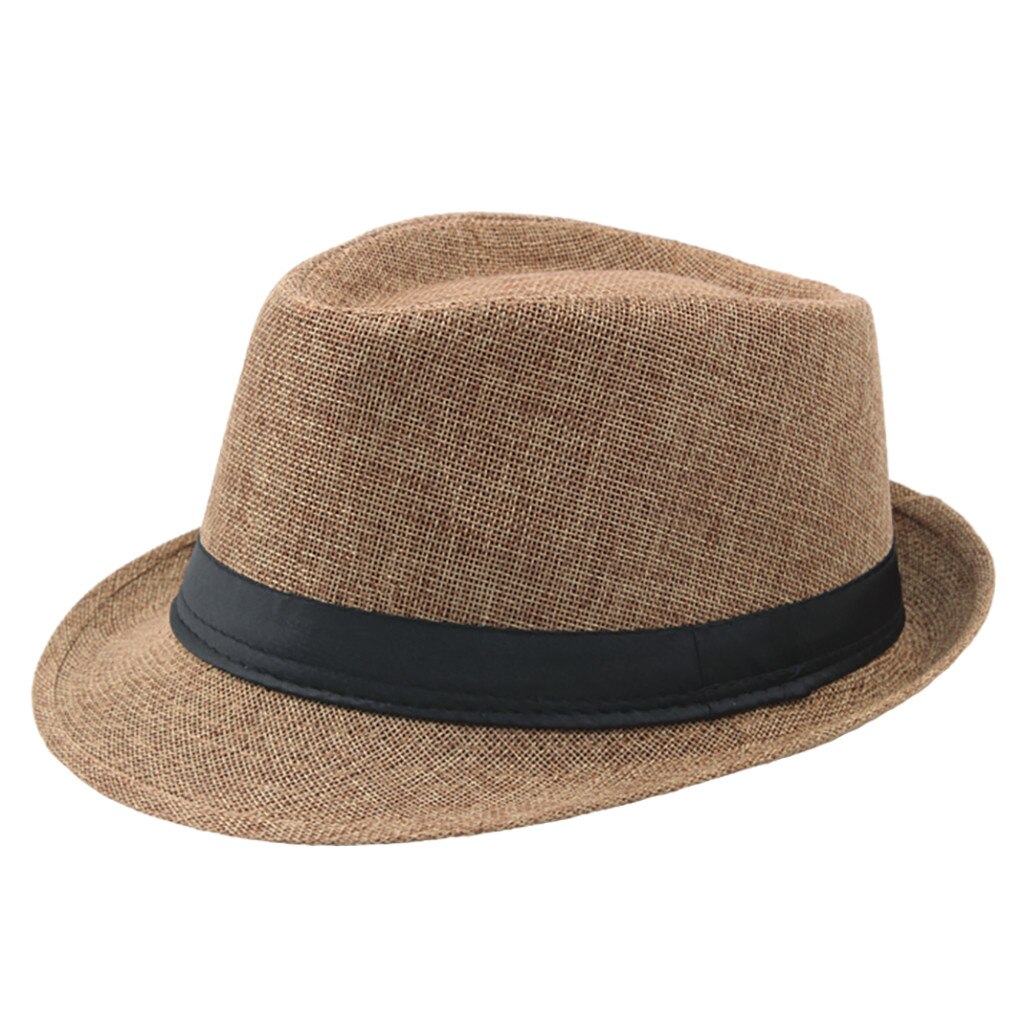Jazz Sun Hats Men's Breathable Linen Top Cap Outdoor Sun Hat Straw Hats Visor Hip Hop Cap Summer Fisherman Hat Sunhats: Brown