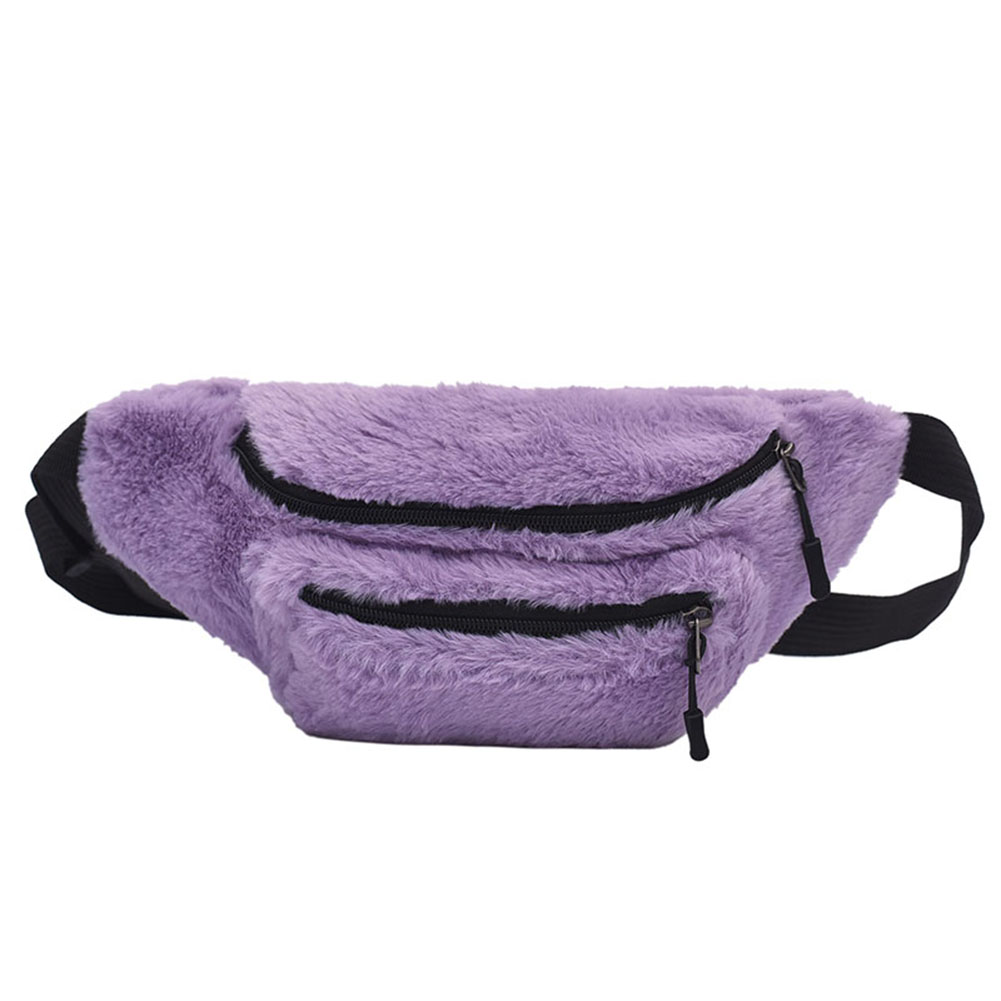 Vrouwen Pluche Borst Bag Heuptas Effen Kleur Riem Schouder Crossbody Borst Bag Vrouwelijke Fanny Pack Banaan Hip portemonnee: Purple