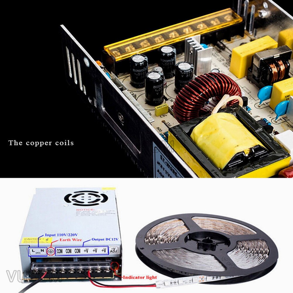 Fonte de alimentação led vusum, transformador de fonte de alimentação 5v 110v ac para dc 5v 2a driver 6a 10a 20a 30a 40a 50a 60a 72a