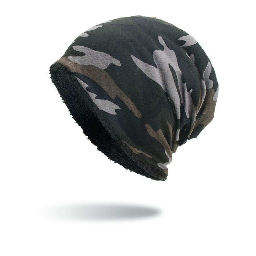 Kvinder mænd varm baggy camouflage hæklet vinteruld uld ski beanie skull caps hat шапка кепка czapka zimowa baseball spand #t2: Sort