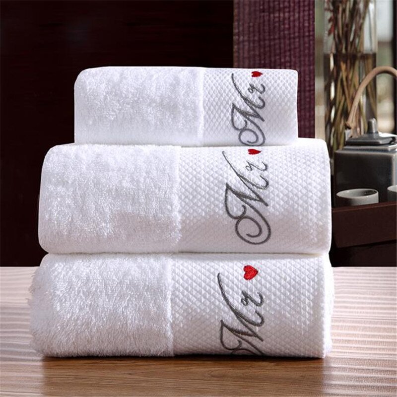 Gestickte Krone Weiß Hotel Handtücher Baumwolle Handtuch einstellen Hand/gesicht Handtücher Badetuch für Erwachsene Waschlappen Hohe Saugfähige: Herr / 3 Stücke Handtuch einstellen