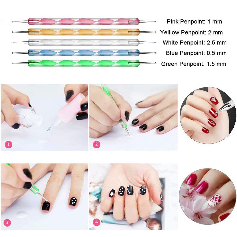 Nail art kwastenset, acryl, uv-gellak, stippen, schilderen, tekenen voor manicure, nagels, kwastenset, gereedschap