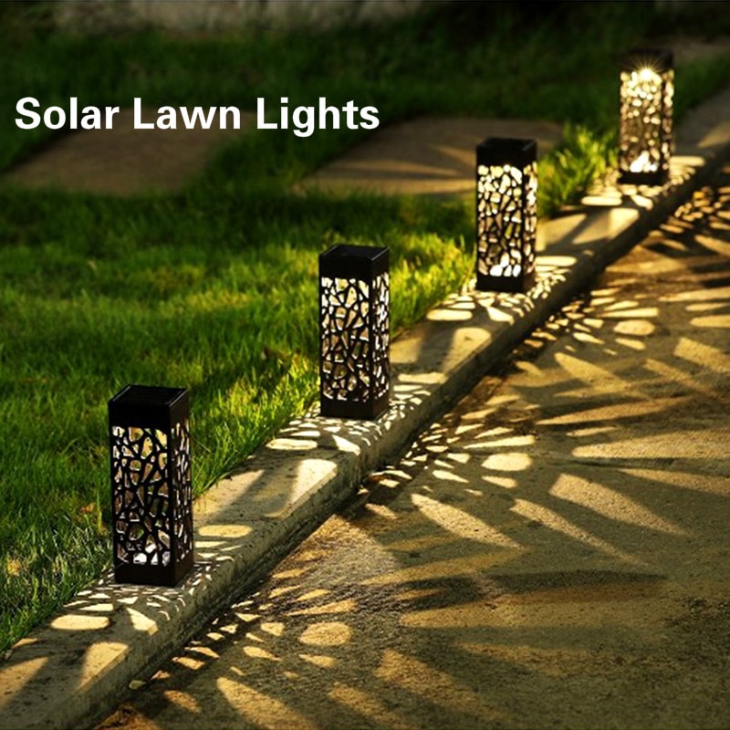 Solar Gazon Licht Decoratie Tuin Hollow Gazon Lamp Outdoor Soalr Tuinverlichting Pathway Light Waterdicht Tuin Solar Led Licht