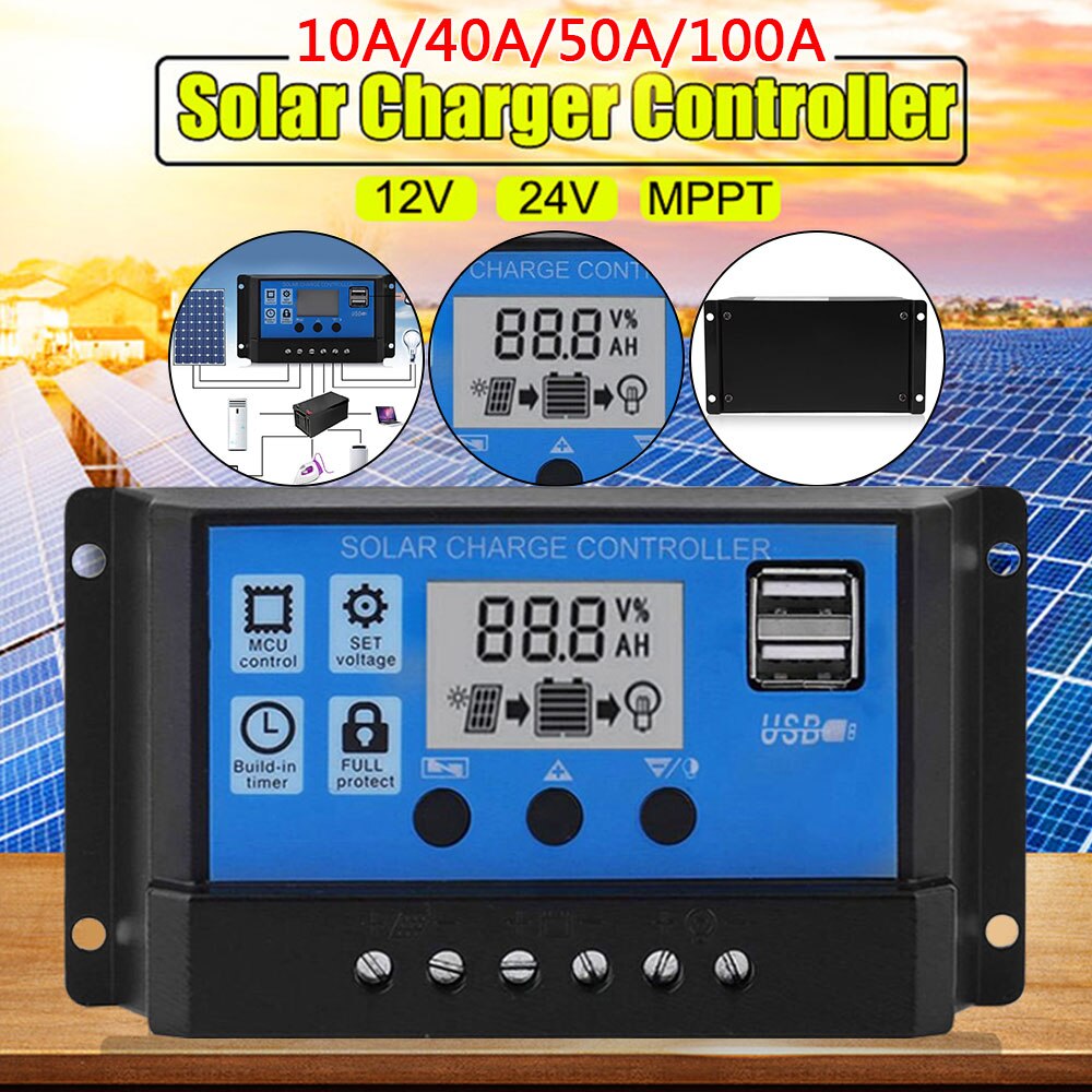 10a-100a mppt solar charge regulator ce energy mppt solar lcd regulato 2 usb mppt controller