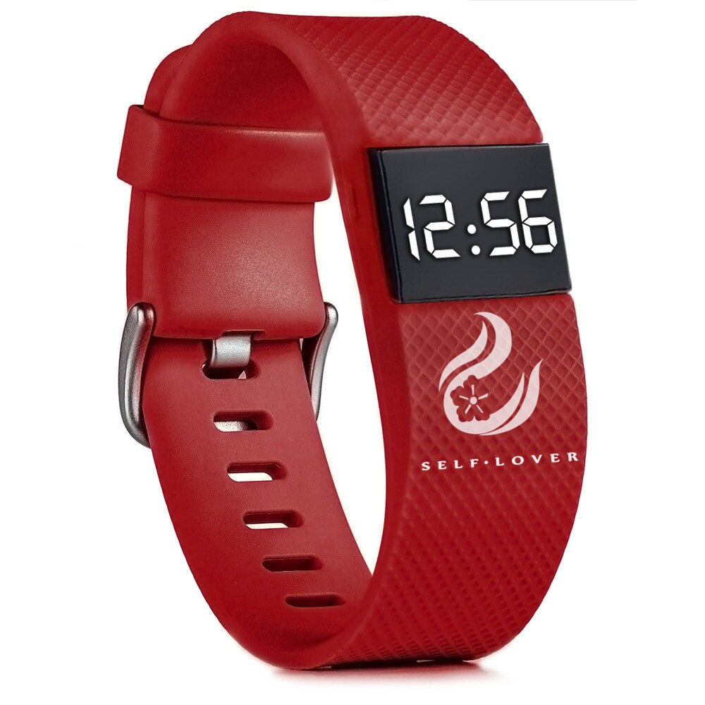 Reloj sencillo con anillo de mano Para Mujer, pulsera electrónica de deportiva Led, Reloj Deportivo Para hombre, ,: Rojo