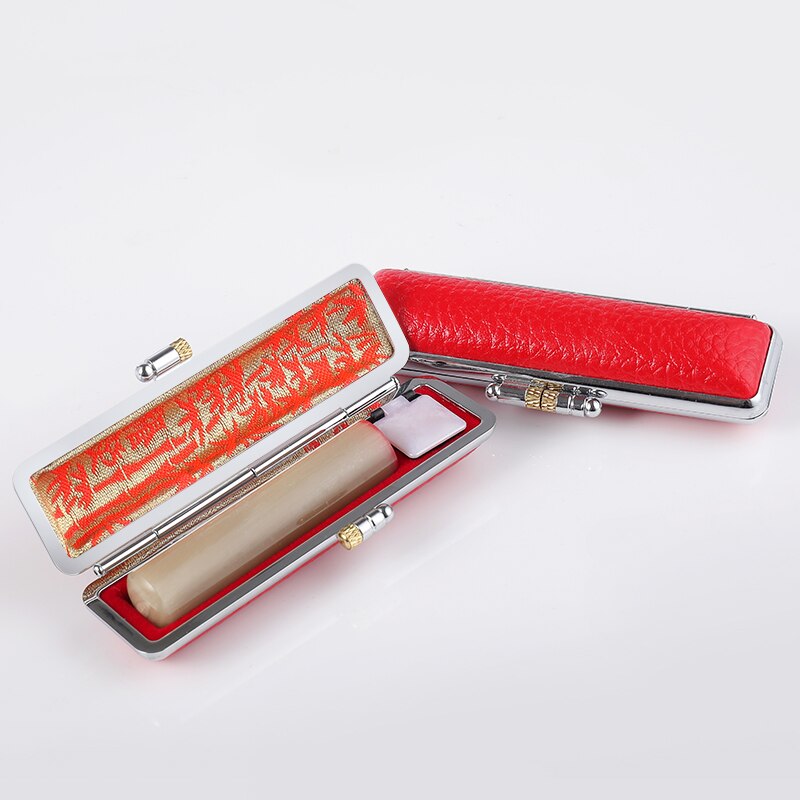 Boîte de rangement Portable de petits sceaux chinois ronds avec tampon encreur, coffret de collecte de sceaux privés avec nom, sceau à graver