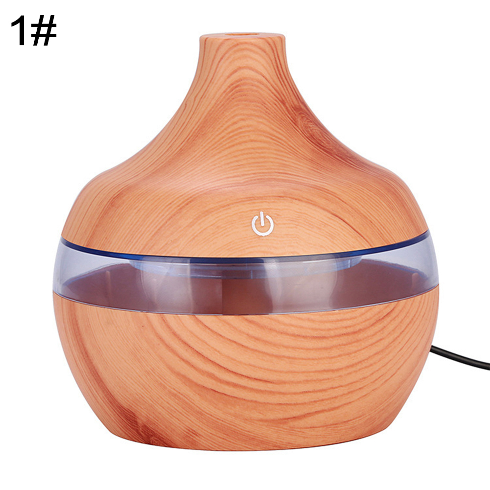 Wood Grain USB 300ml Air Humidifier Aromatherapy Aroma Essential Oil Diffuser with LED Light Mist Maker Colorful: Wood Grain