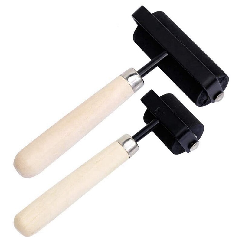 1.5 Inch and 3 Inch Hard Rubber Roller Heavy Steel Frame Craft Tools 2 Pieces: Default Title