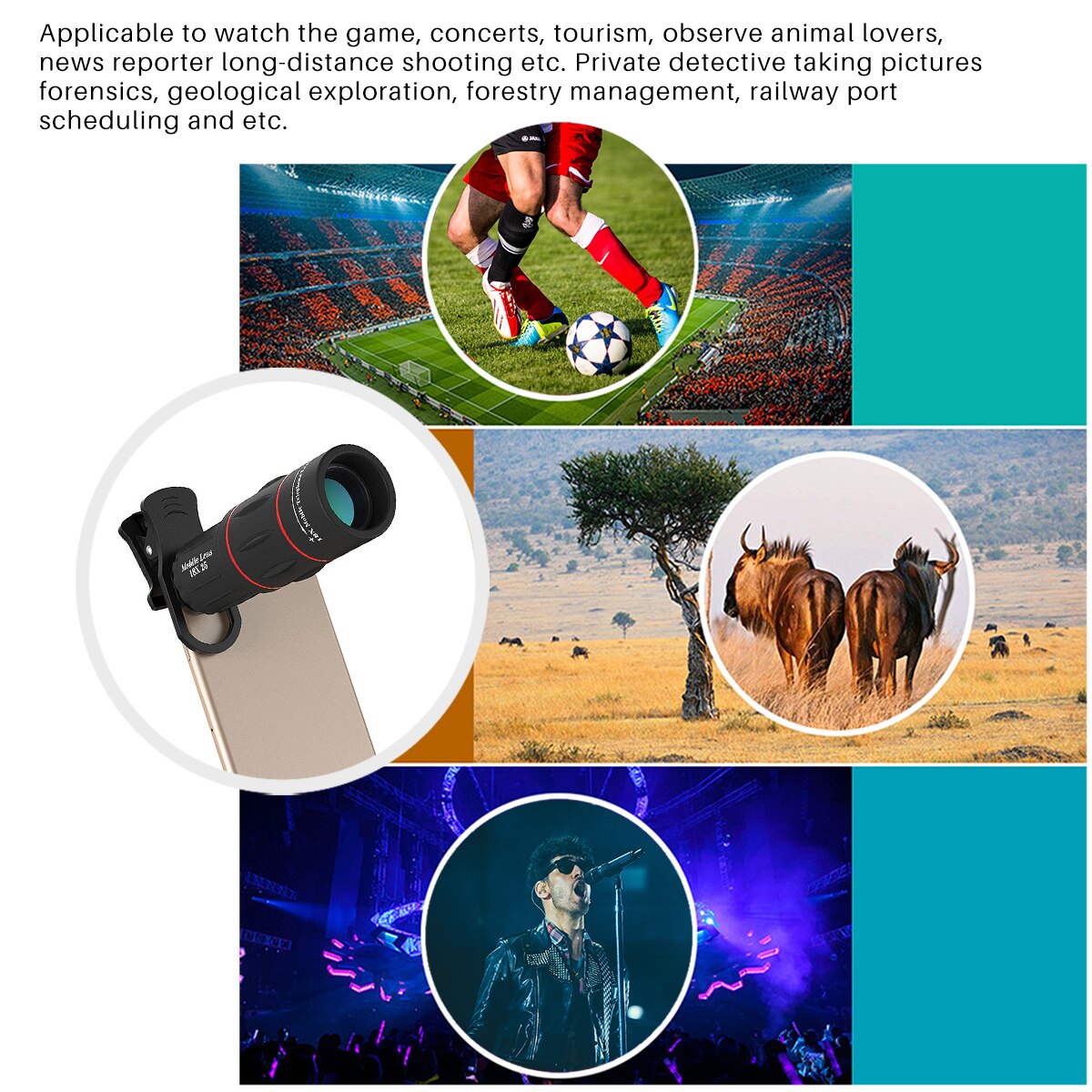 Telescope Monocular Phone Lens For Traveling Hiking Climbing Flexible 18 Times Zoom Telescopes for IPhone IPad Samsung