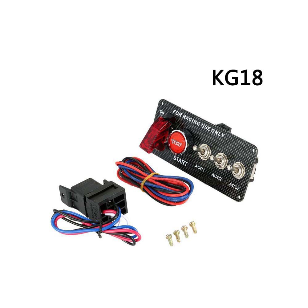 Universal 12V 30A Car LED Carbon Fiber Toggle Ignition Switch Panel Auto Engine Start Push Button Racing: KG18
