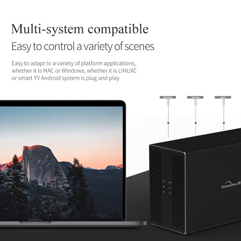 Blueendless 3.5 inch Hard Disk Array Raid Dual Bay Hdd Enclosure Raid Auto Data Support 2X10Tb Drive Eu Plug(Usb 3.0)