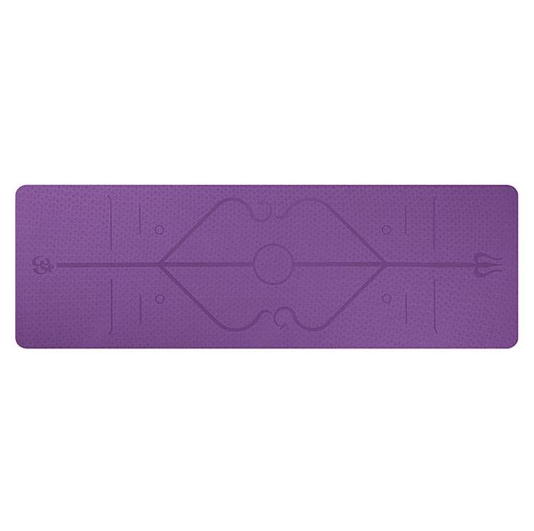 TPE Yoga Mat 183x61cm - Non-Slip Fitness Mat with Position Line for Beginners: Purple