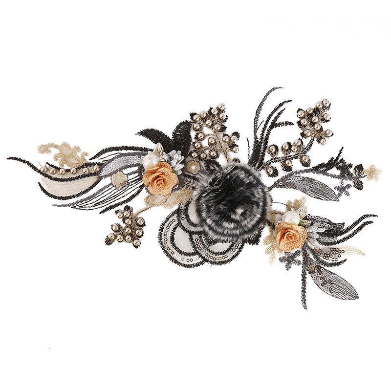Broderie de col en dentelle perlée, application de Venise, paillettes 3D, garniture de couture, dentelle, tissu, accessoires pour vêtements, bricolage,