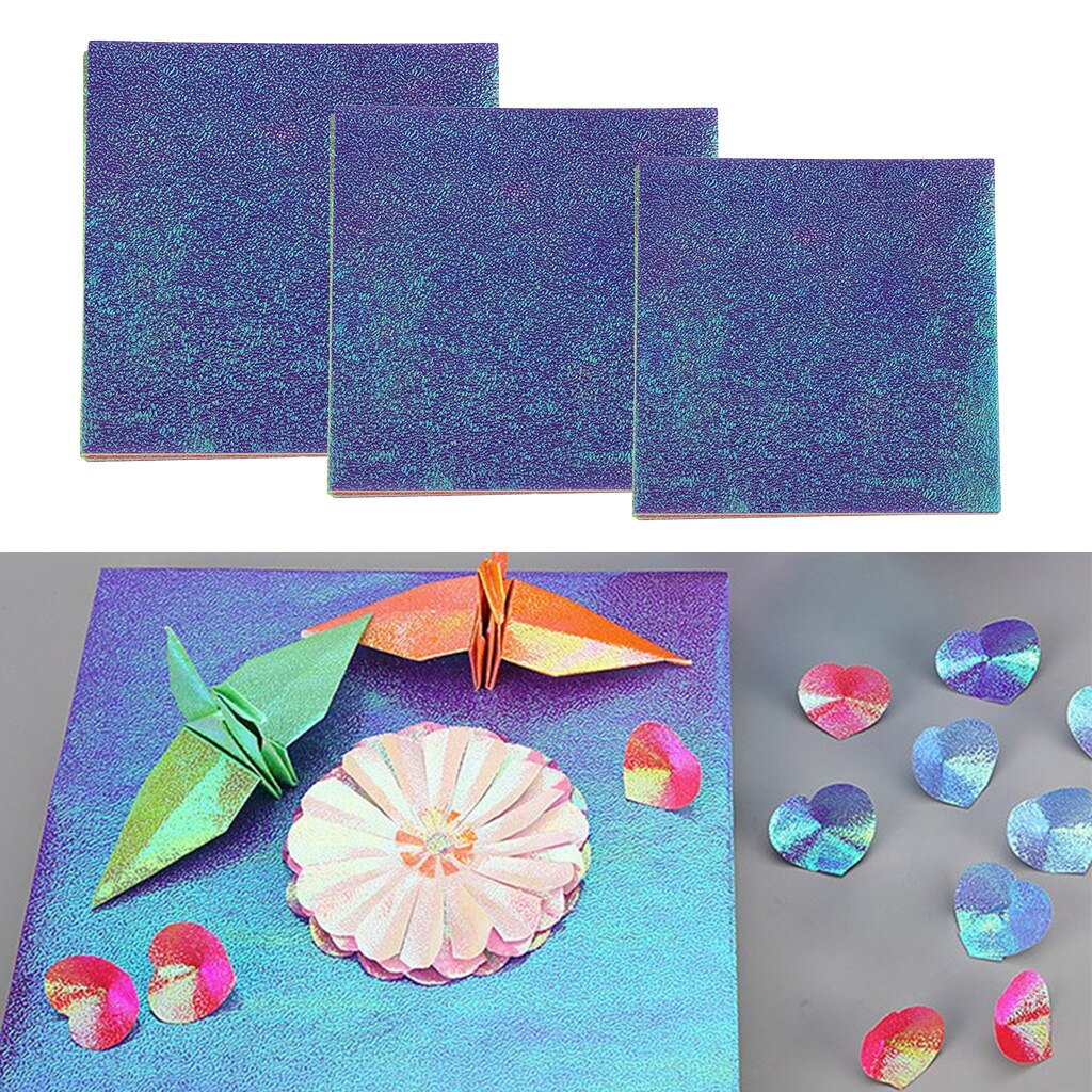 50 hojas de colores mezclados de perlas, papel cuadrado brillante de un solo lado, papeles para Origami plegables para niños, colección de recortes arte de hecho a mano, decoración