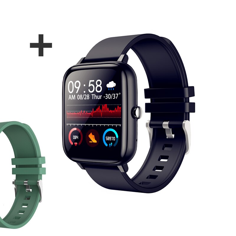 Smart Horloge Mannen Custom Dial Bluetooth Call Sport Fitness Armband IP67 Waterproo Muziek Controle Full Touch Horloge Smartwatch Vrouwen: Add a green strap