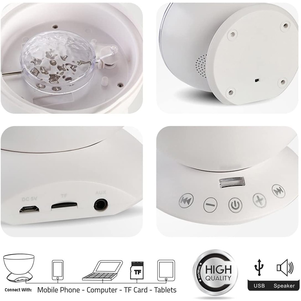 Ocean Wave Projector Light Led Night Lamp Music Player Remote Control USB Starry Projection Living Bedroom Party Decor