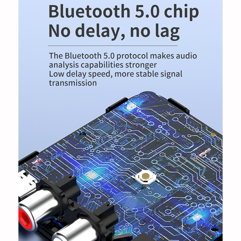 Bluetooth 5.0 Audio RCA ricevitore trasmettitore TF Card AptX 3.5mm Jack Aux NFC adattatore Wireless Stereo per auto TV PC 2 altoparlanti