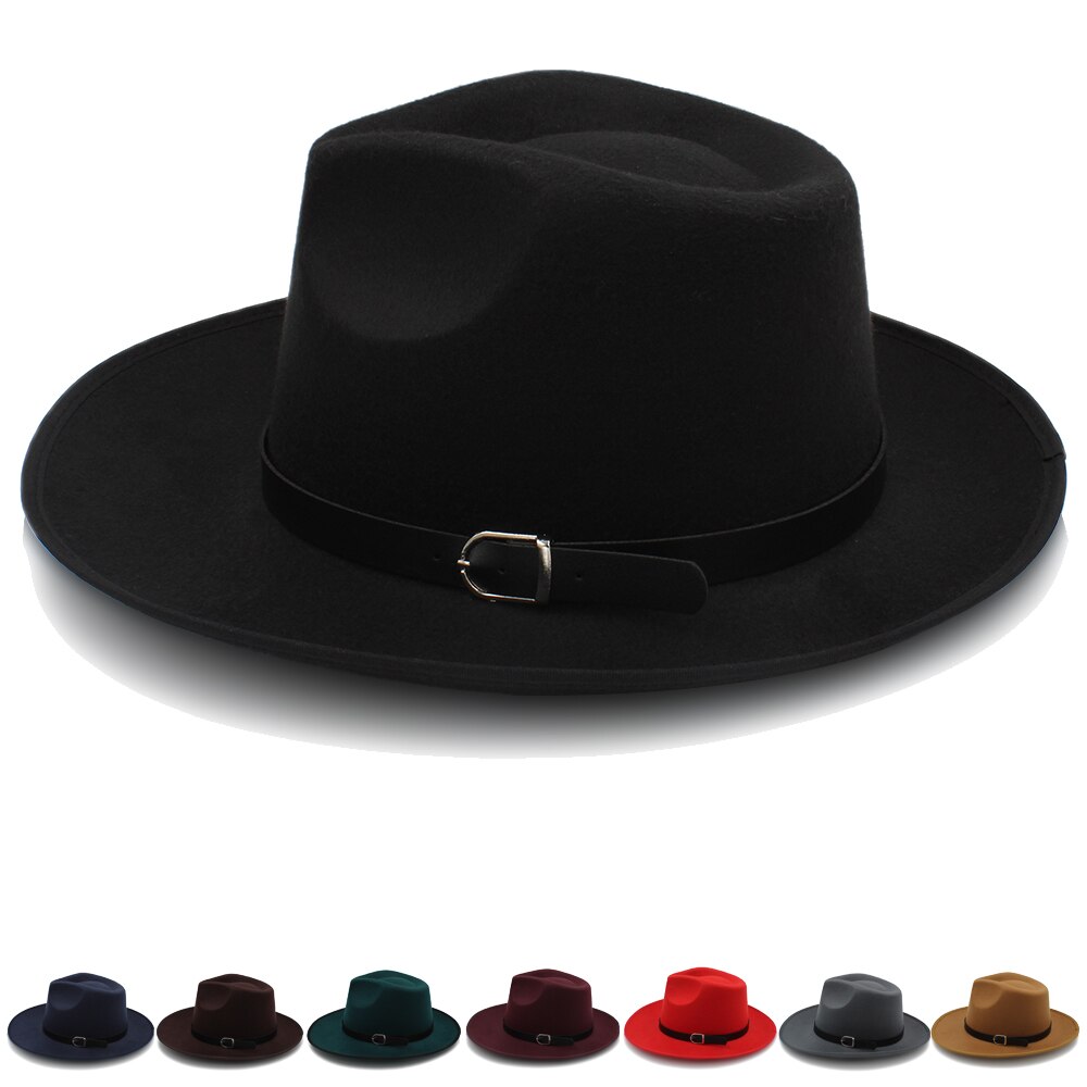 Mannen Vrouwen Wollen Panama Hoeden Brede Rand Fedora Caps Trilby Zonnehoed Klassieke Retro Party Street Style Travel Size Us 7 1/4 Uk L