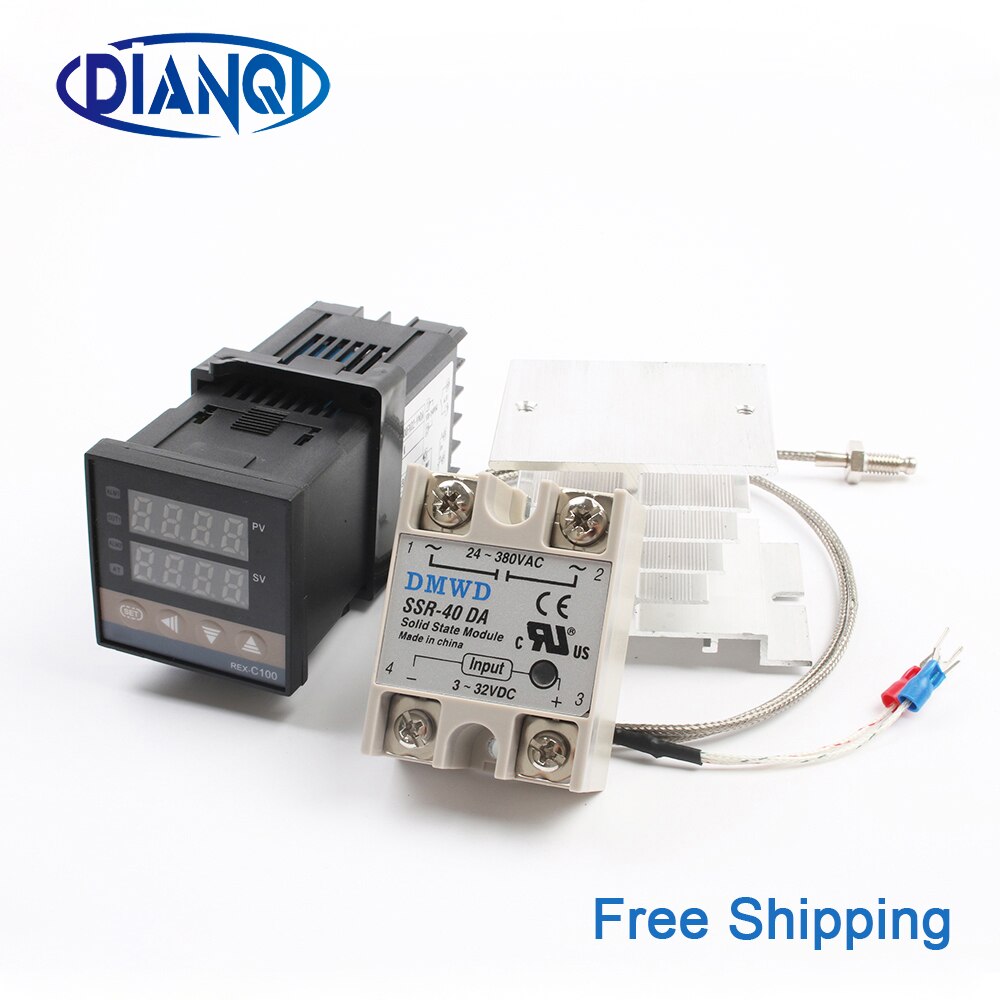 REX-C100 Digital PID Temperatur Controller Thermostat SSR ausgang Max40A SSR Relais K Thermoelement Sonde RexC-100 110V ~ 240V