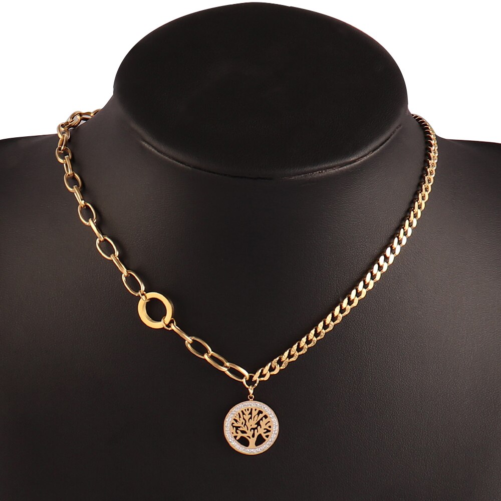 Trendy Product Stainless Steel Necklace For Women Gold Silver Color Charm Flower Butterfly Pendant Necklace Jewelry: B0271