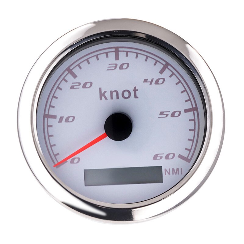 Velocímetro marino de 60 nudos con bisel de acero inoxidable 316, odómetro de velocidad para coche y barco, sin Antena GPS, 85MM, 9-32V,