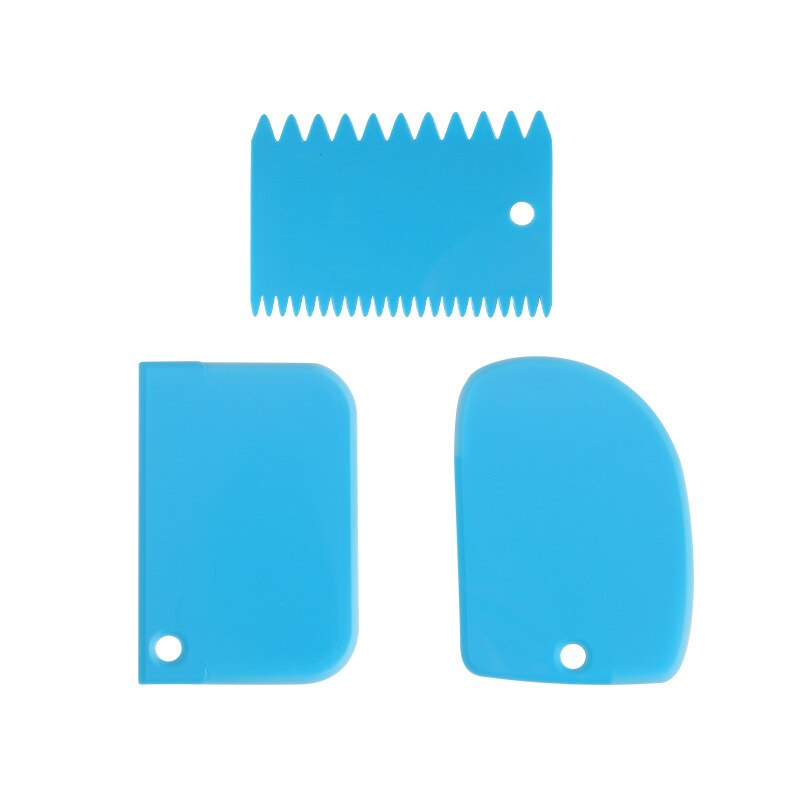 Draagbare 3 Stks/set Plastic Cake Schraper Decorating Gereedschap Deeg Icing Scrappers Keuken Taart Decoreren Accessorie: Blauw