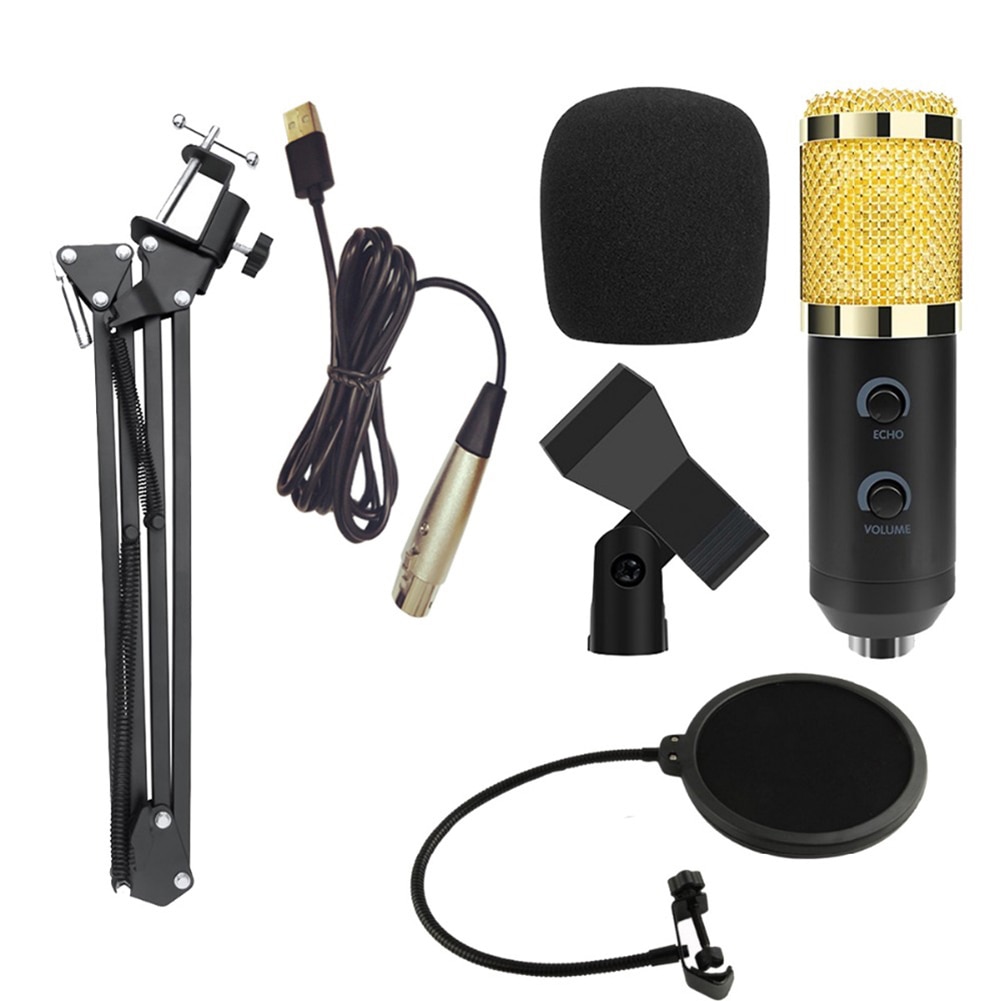 BM900 USB Capacitive Microphone Vocal Recording Wired Mic Kits for PC Computer
