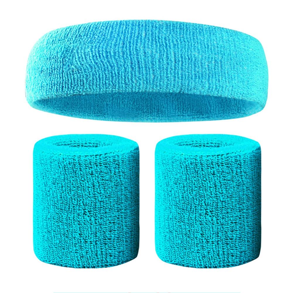 Fitness Elastic Headband Breathable Sweat Absorbent Hair Band Head Wrap Sweatband Cotton Set: TL