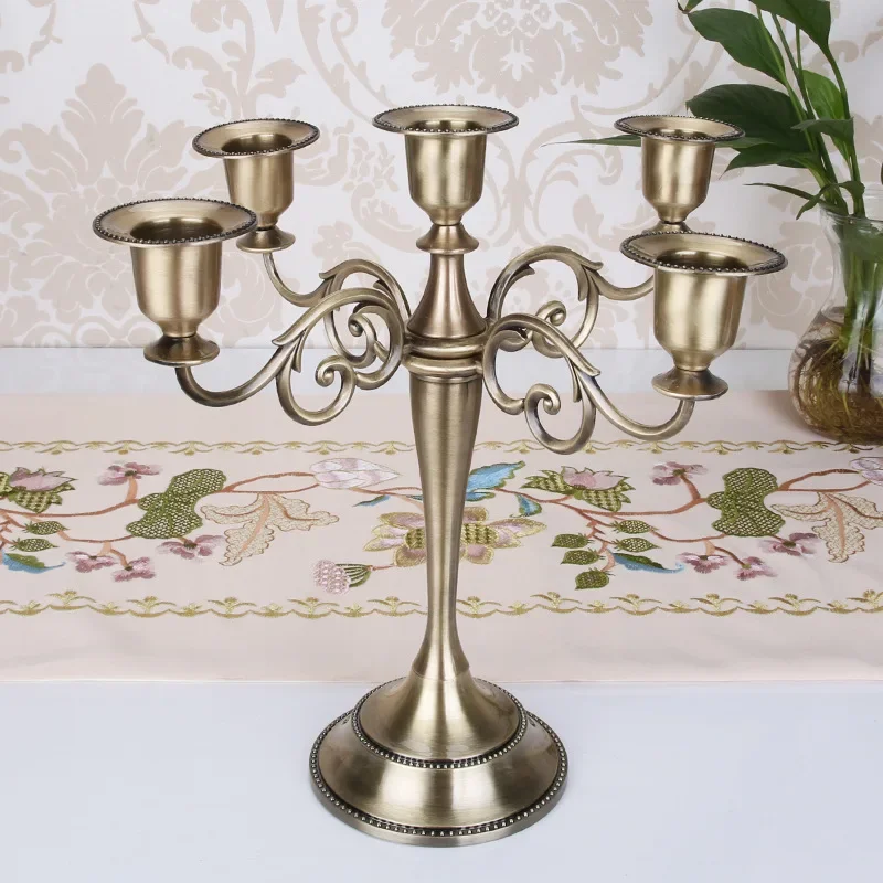 Candelabros de Metal europeos, decoraciones de boda de Navidad altas Retro antiguas, candelabros dorados y plateados, 1 ud.: Azul marino