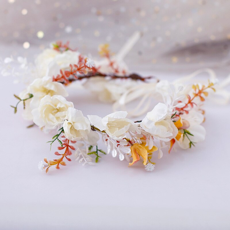 Nueva y dulce guirnalda de mimbre para novia de imitación, tocado Floral, tocado para el pelo, accesorios para el cabello para fotografía de playa