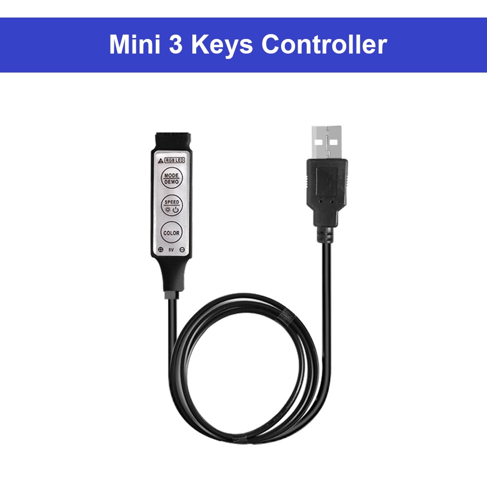5v usb led strip rgb controller bluetooth musik rf  ir 3 17 44 nøgler fjernbetjening trådløs til rgb 5050 2835 usb led strip lys: Mini 3 nøglekontroller