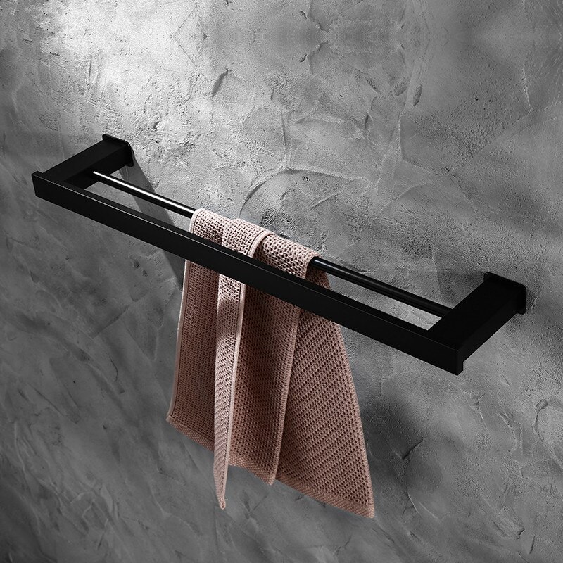 Nordic space aluminium veggmontert baderomstilbehør svart dusjhjørnehylle servantsett håndkleholder hardware baderom