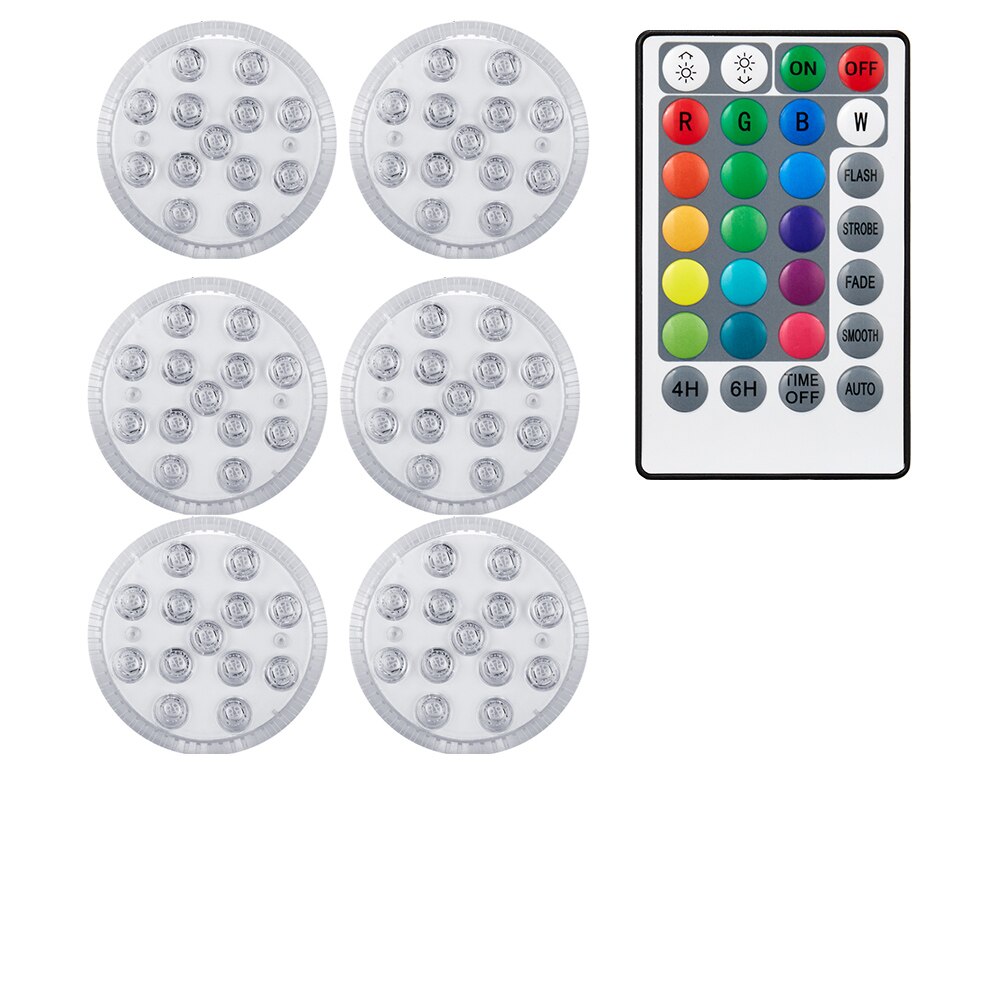 IR remote distance Magnetic Submersible 13 Led Light Outdoor Pond Fountain Vase Garden Swimming Pool Underwater Night Lamp: 1 controller 6 light