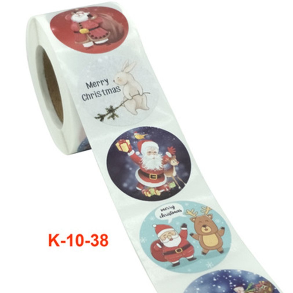 Roll Christmas Sticker Lable With Santa Cartoon Character Envelope Seal Copper Decoration Sticker: k-10-38