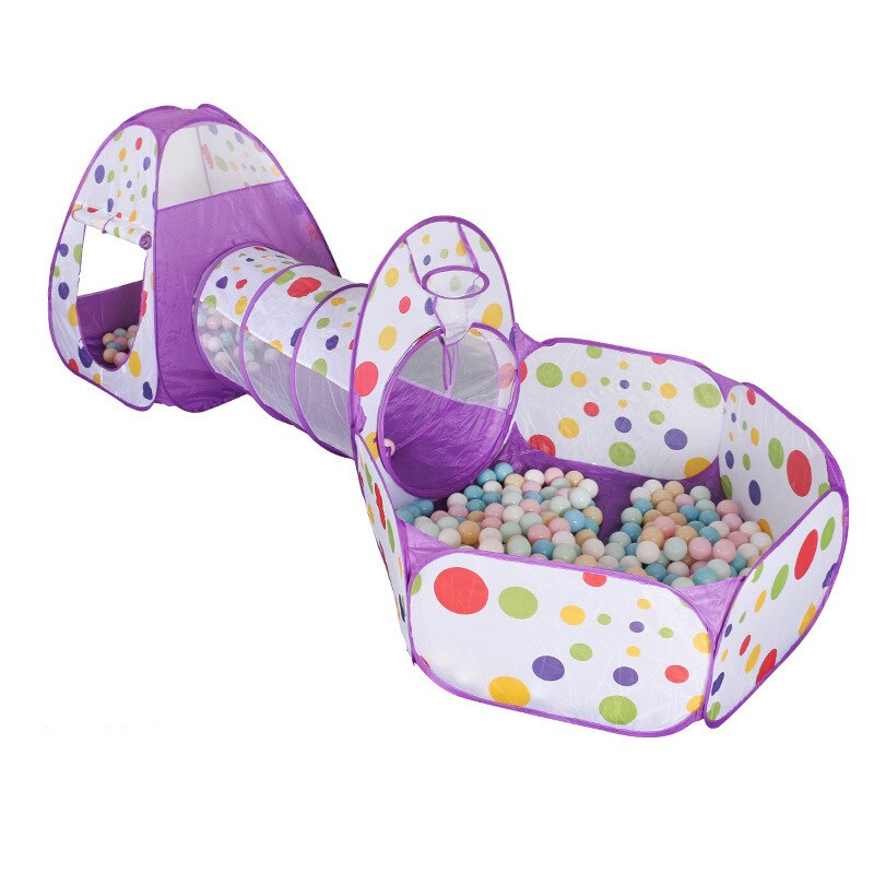 3 In 1 Spielen Zelt Baby Spielzeug Ball Pool für Kinder Kinder Ozean Bälle Pool Faltbare Kinder Spielen Zelt Laufstall tunnel Spielen Haus: Purple