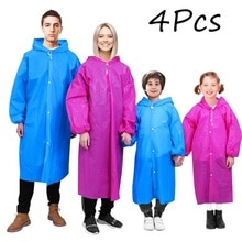 MOVTOTOP 4PCS Reusable Rain Ponchos Portable Durable Emergency Practical Raincoat Rain Poncho Rainwear for Women Kids Men Adults