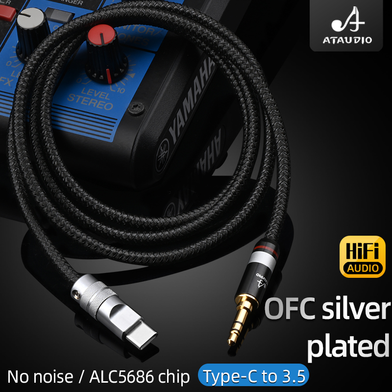 Ataudio Hifi Usb Type C Naar 3.5Mm Aux Audio Kabel Headset Speaker Headphone Jack Adapter Auto Aux