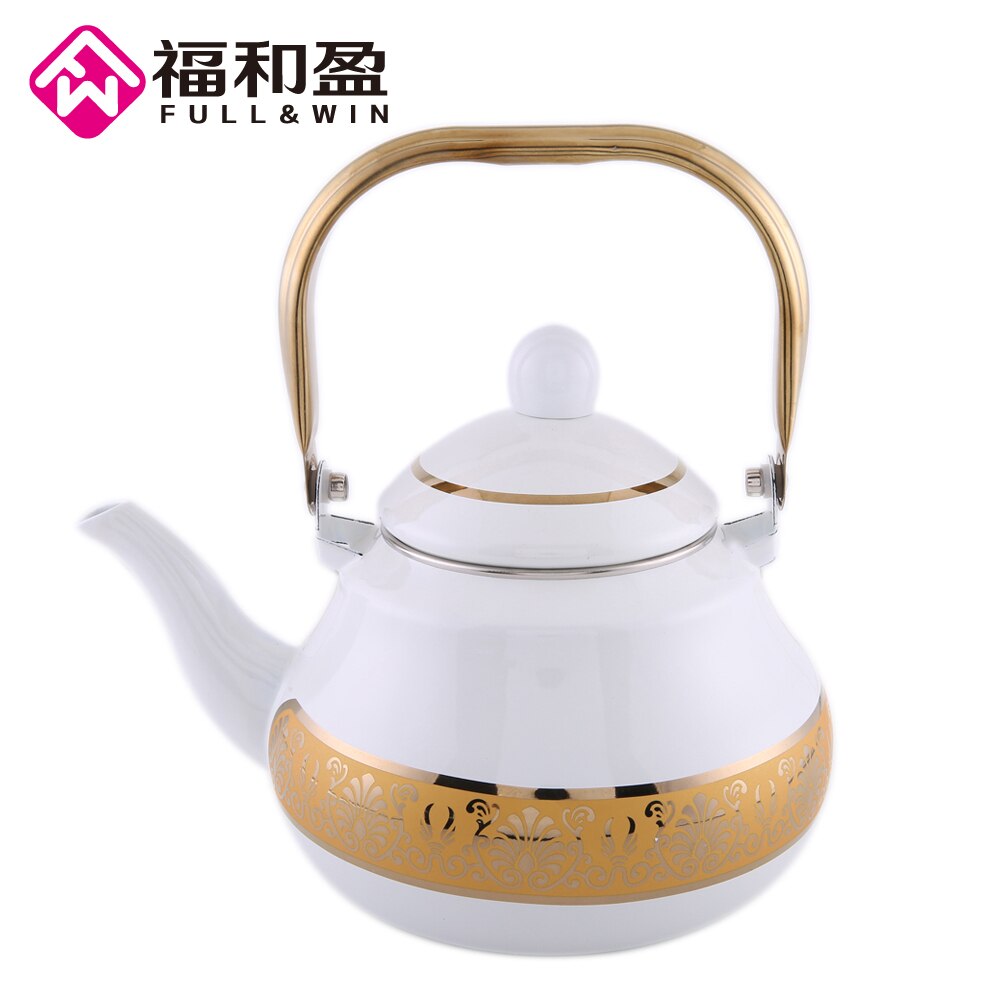 2.0L Golden White Enamel Pot Traditional Chinese Tea pot Pear shaped pot Thickened Water Kettle Electromagnetic Furnace Gas Pot