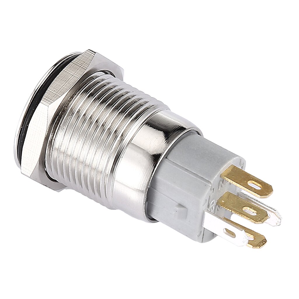 Momentary Push Button Switch Stainless Steel Shell Suitable for 16mm Mounting Hole Red LED Light