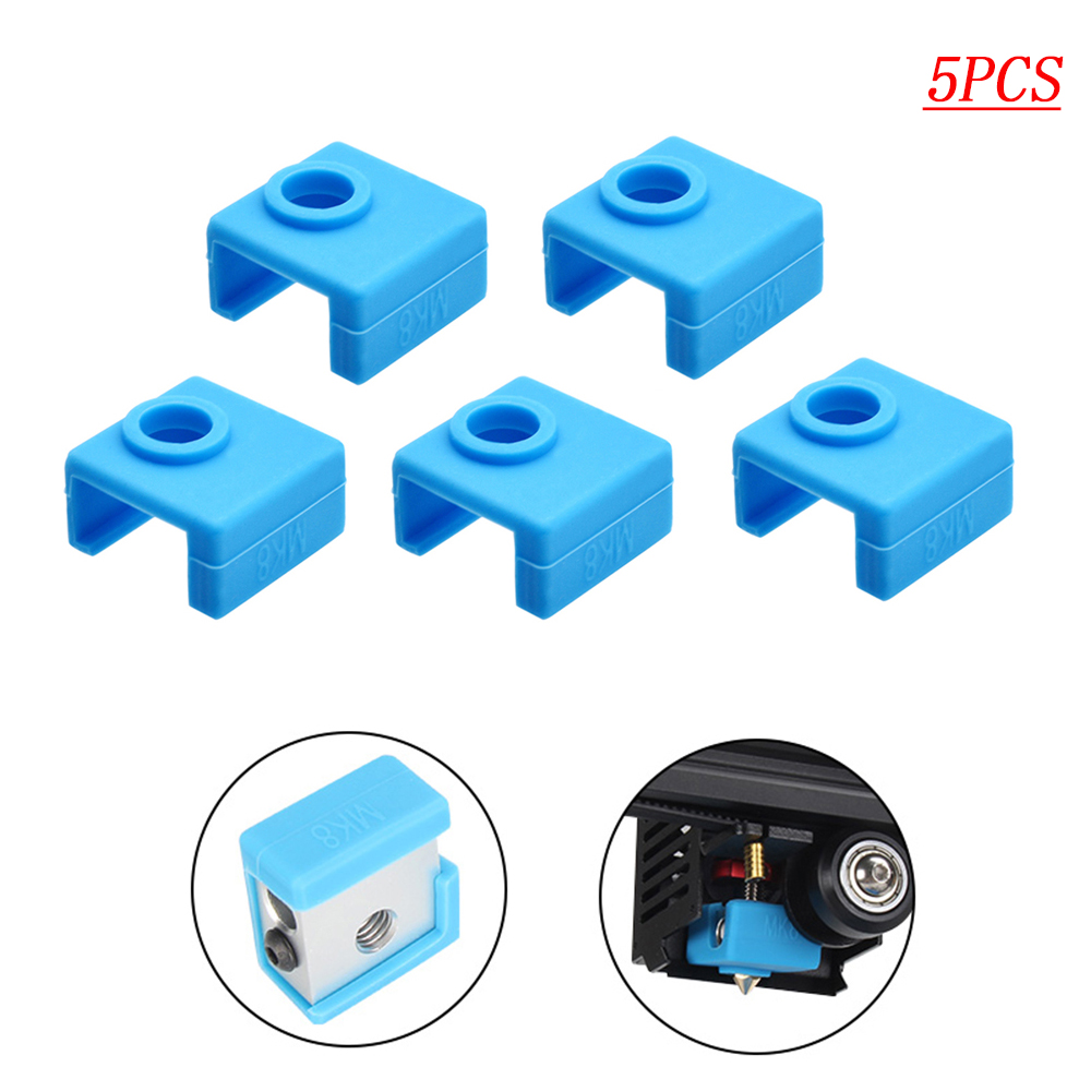 5Pcs 3D Printer MK8 Beschermende Siliconen Sok Cover Case Voor Ender 3 Heater Blok Van CR10,10S,S4,S5 Anet A8 MK7/MK8/MK9 Hotend