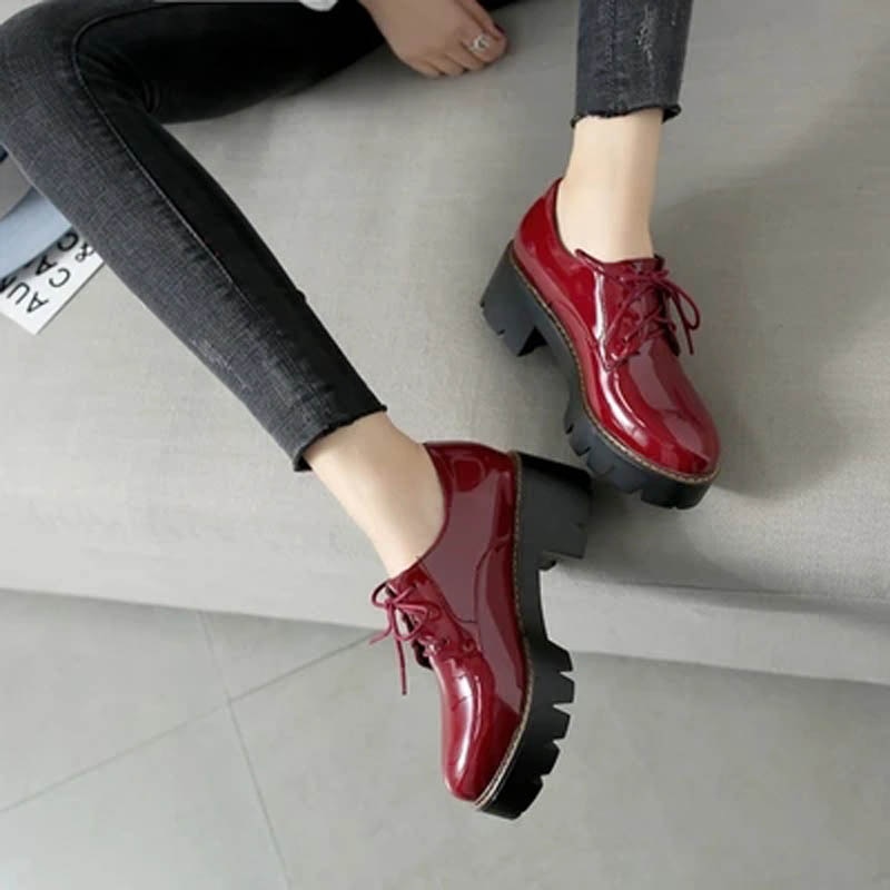 Neue Süße Runde Zehe Spitze hoch frauen lässig Oxford Schuhe Patent Oxfords Für Frauen Junge Damen Campus Schuhe größe 34-43