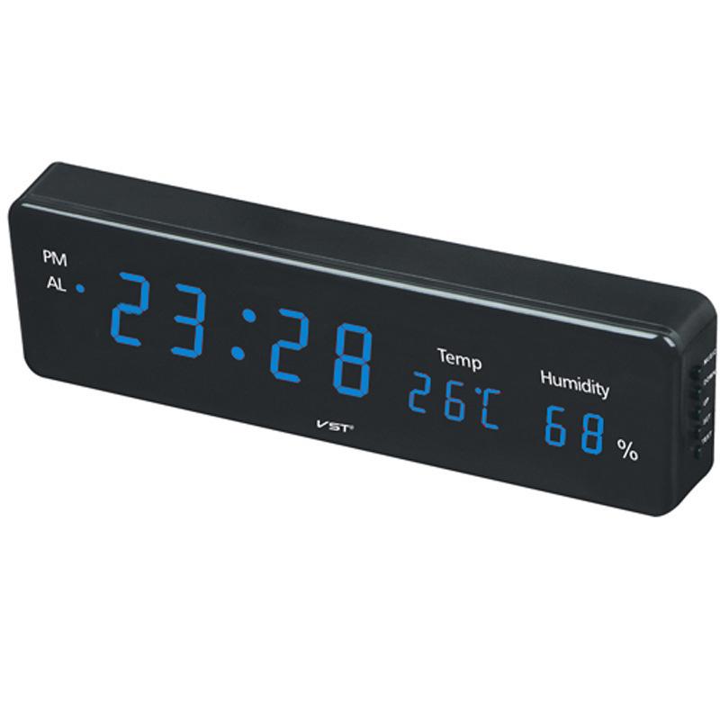 Dreamburgh Modern LED Display Alarm Clock Time Temperature Humidity Electronic Desktop Digital Table Clocks Home Decoration: Black