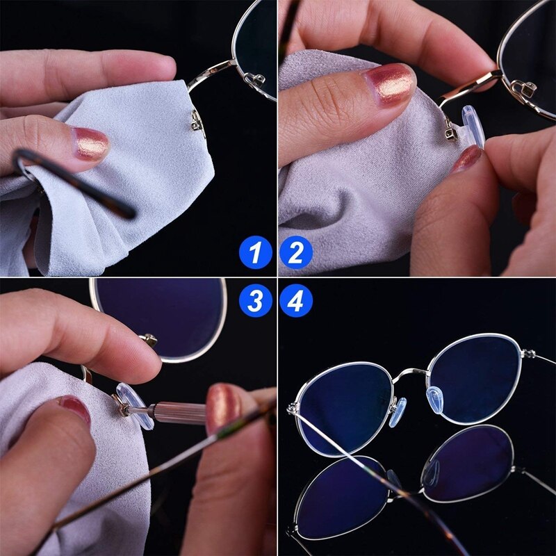 Brillen Reparatie Kit-1100Pcs Kleine Schroeven En 10 Neus Pads Set Met 6 Stuks Schroevendraaiers Pincet Voor Bril Zonnebril Eye Glas