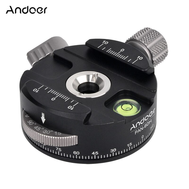 2 Colors Andoer PAN-60H Panoramic Ball Head Tripod Head with Indexing Rotator AS Type Clamp: White