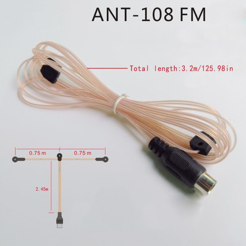 ANT-108 3.2m FM Radio Aerial Cable Female Connector Antenna for Home Amplifier 95AF