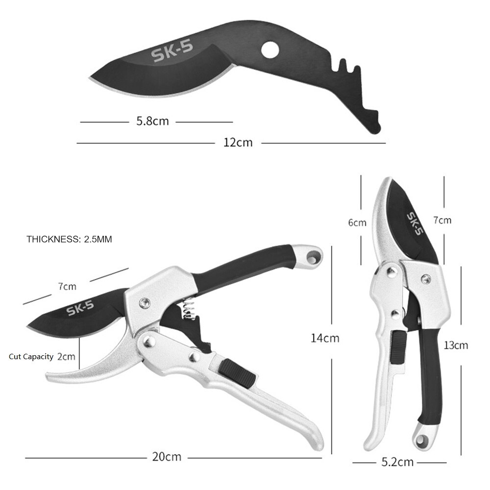 halmland Professionele snoeischaar, diameter 20 mm, takkenschaar met antiaanbaklaag voor grote en kleine handen, rozenschaar, takkenschaar en bloemenschaar, tuingereedschap, tuingereedschap voor