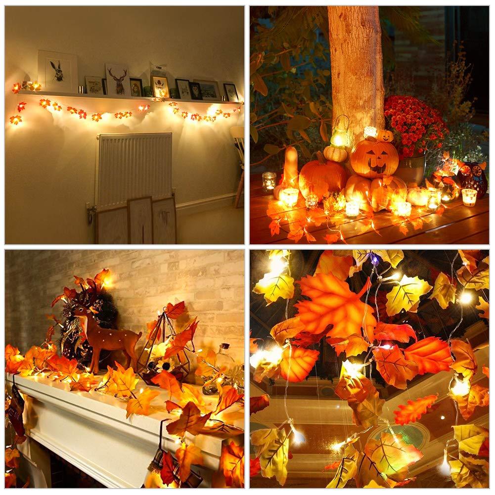 USB/Battery Led Lights Maple Leaves Pumpkin Garland Lights for ChristmasDecoration String Light Festive DIY Halloween Décor