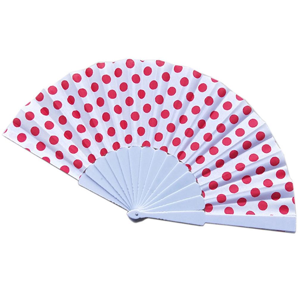 9 kleuren Elegante Plastic Spaanse Hand Fans Japanse Stippen Hand Folding Fan: G