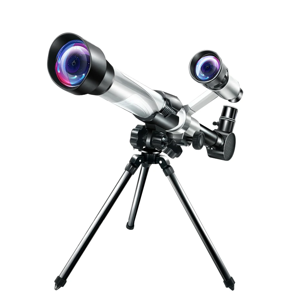 Telescopio astronómico para observación de estrellas, Monocular espacial con ocular de 3 piezas, binoculares potentes: Plata