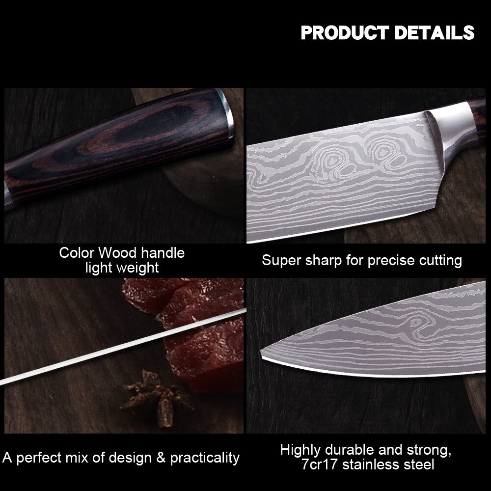 Keukenmessen Set Koksmes High Carbon Rvs Santoku Mes Sharp Hakmes Vleesmes Beste Keuze Voor Keuken